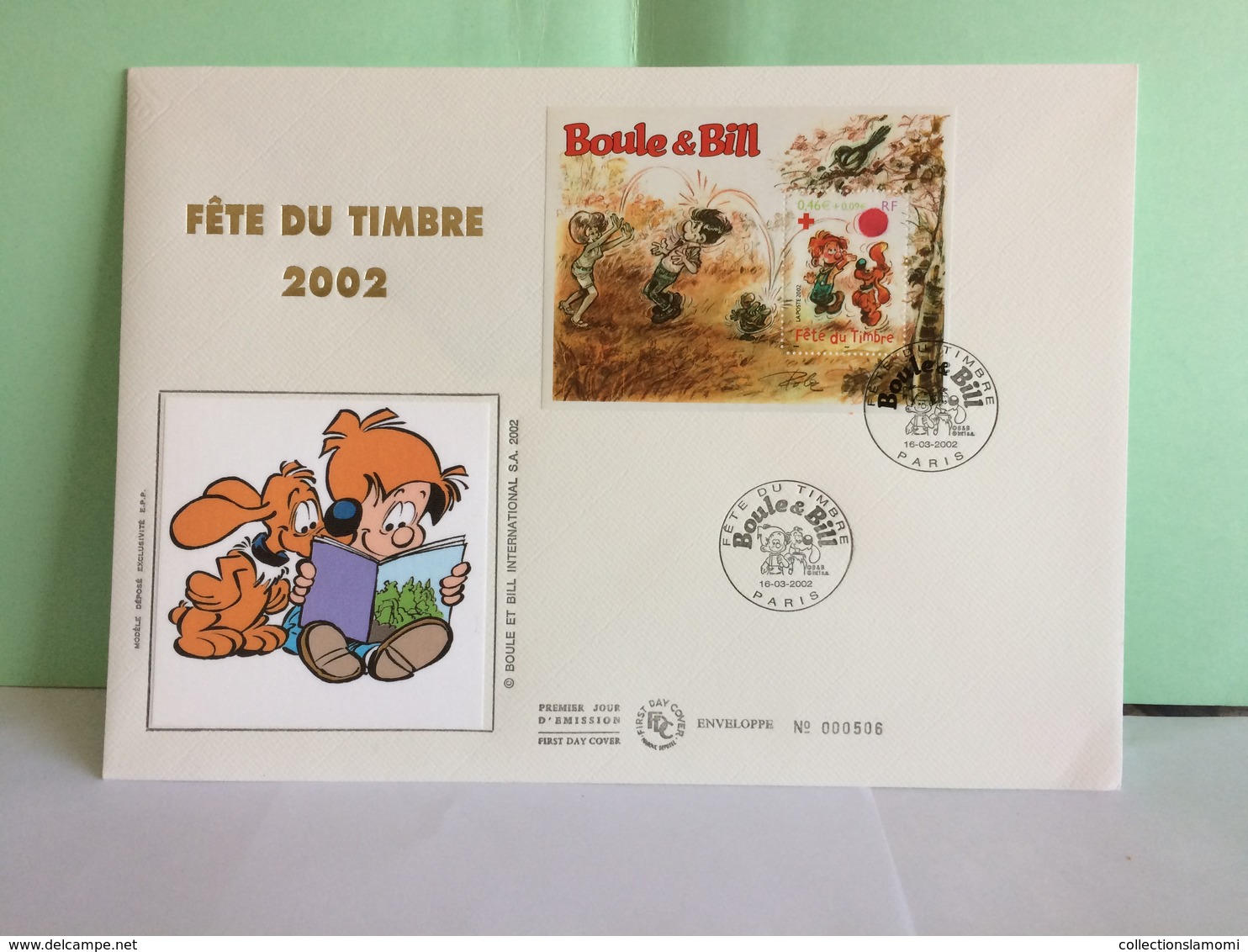 Bloc BF 46 Fête Du Timbre 2002 (Boule & Bill)- Paris - 16.3.2002 FDC 1er Jour Coté 10€ (Grande Enveloppe) - 2000-2009