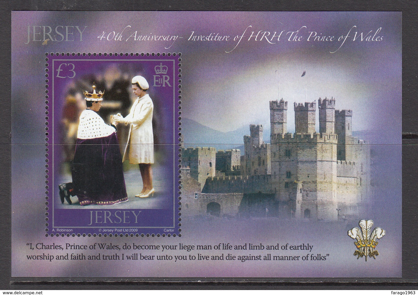 2009 Jersey Prince Of Wales Castle Charles    Souvenir Sheet MNH @  WELL BELOW FACE VALUE - Jersey