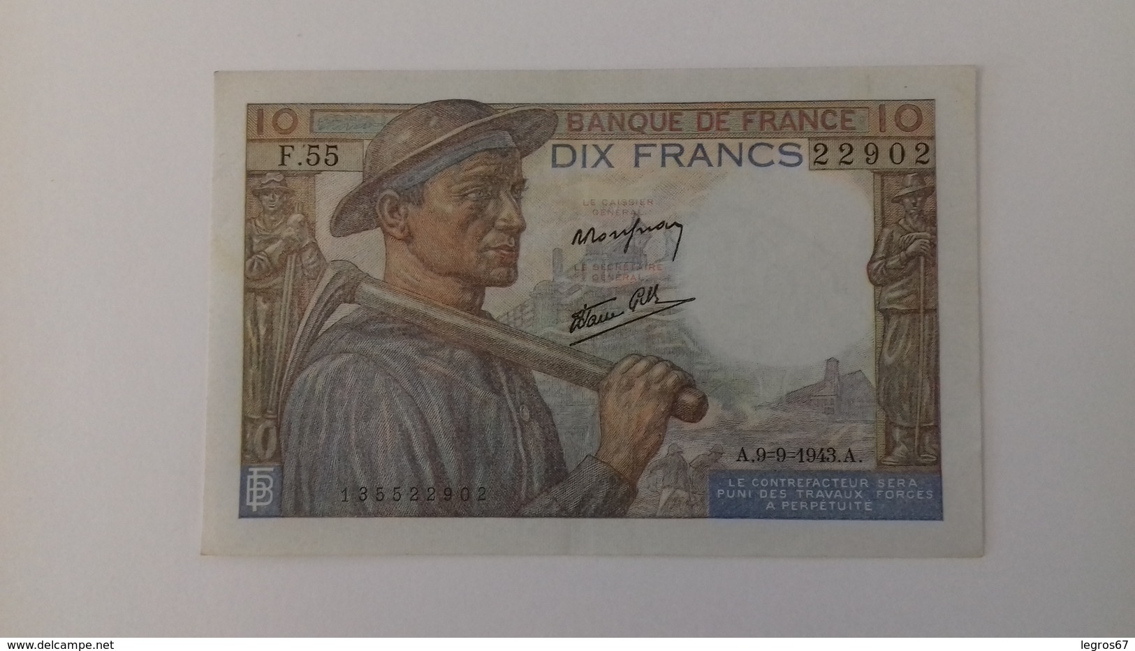 BILLET DE 10 FRANCS MINEUR - 10 F 1941-1949 ''Mineur''