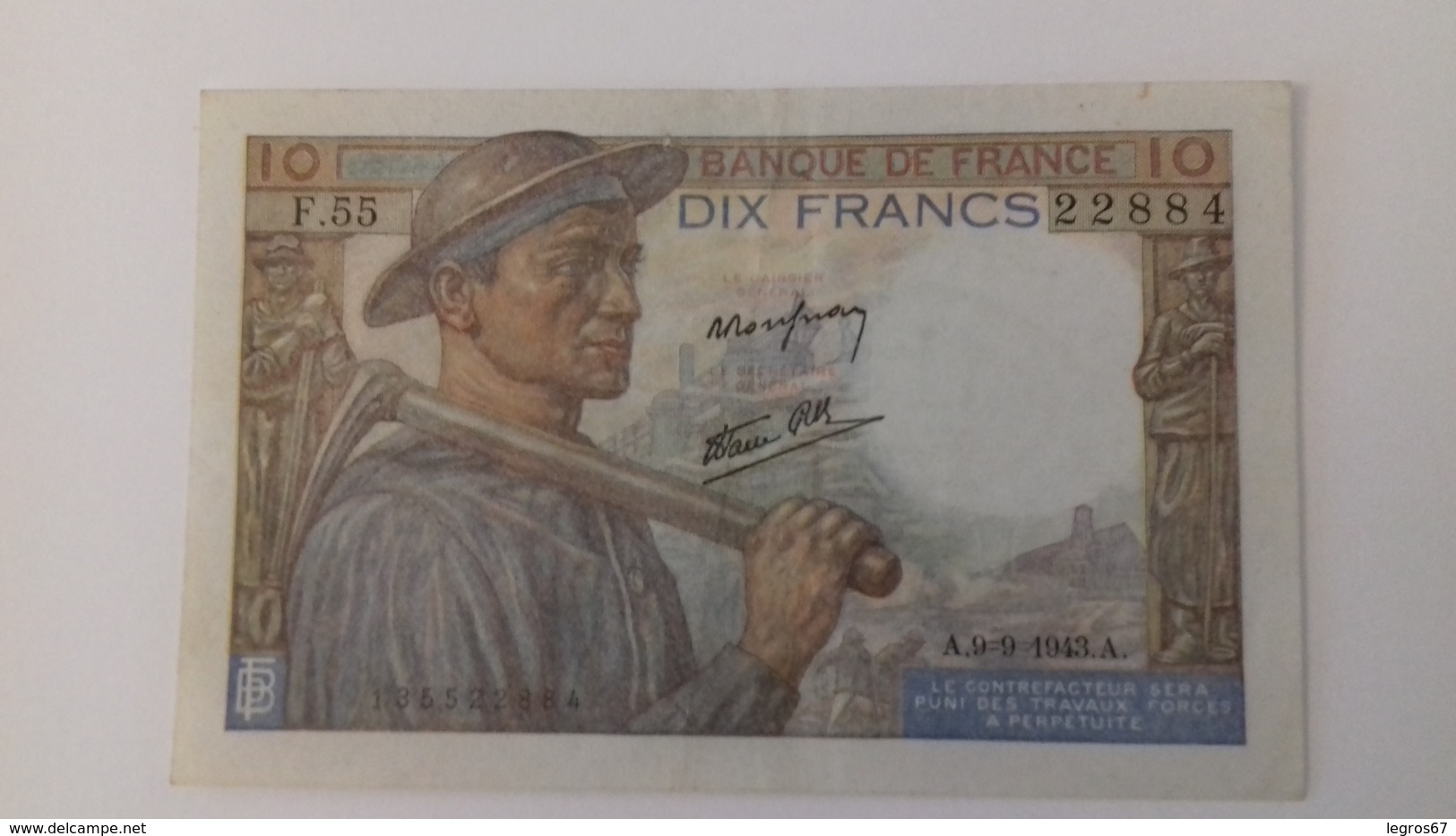 BILLET DE 10 FRANCS MINEUR - 10 F 1941-1949 ''Mineur''