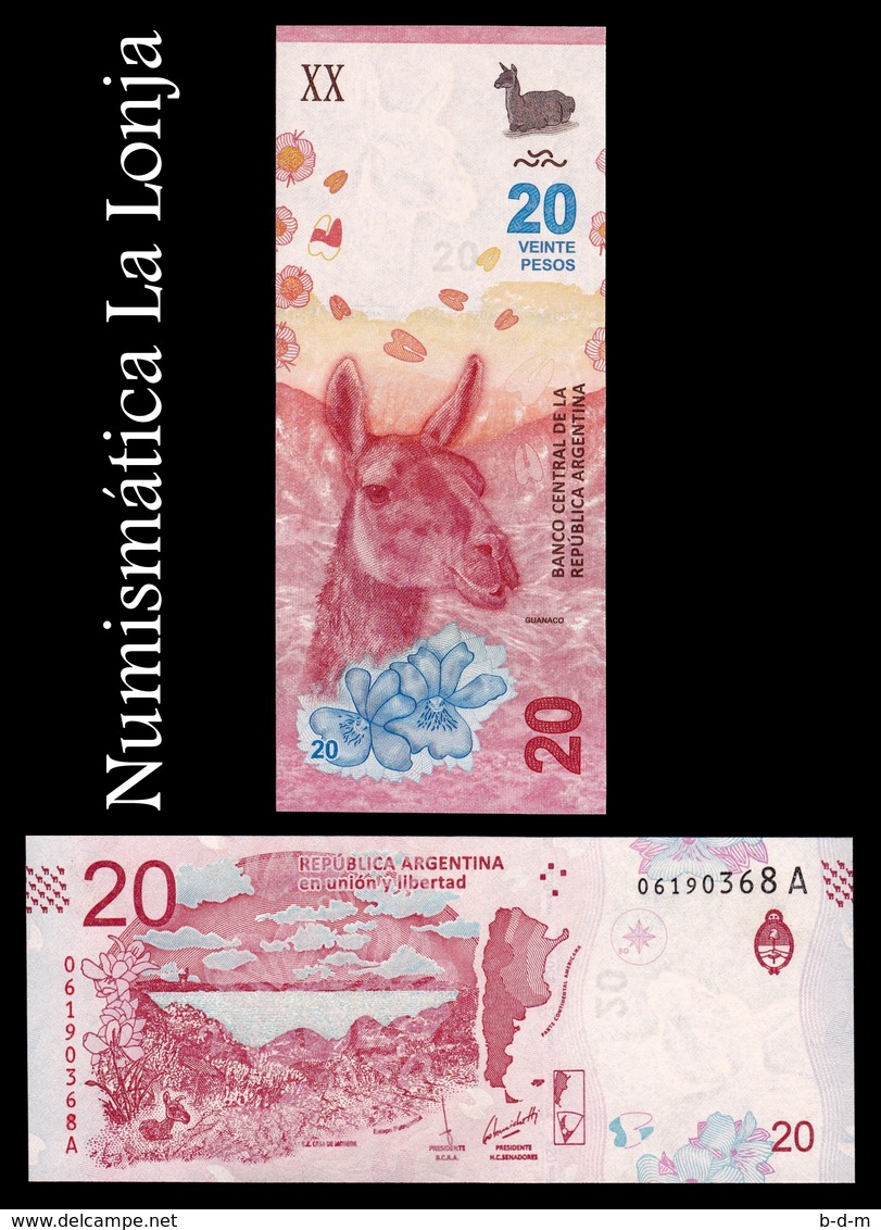 Argentina Lot Bundle 10 Banknotes 20 Pesos Guanaco 2017 Pick 361 New Design Serie A SC UNC - Argentina