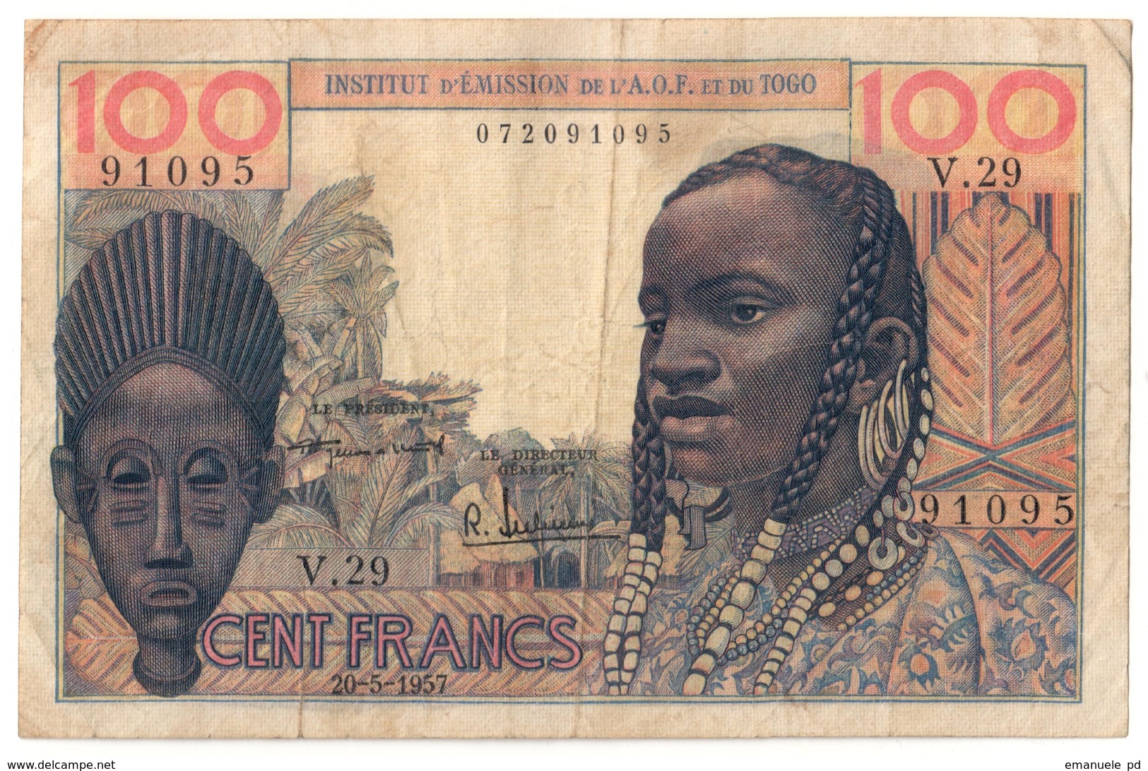 French West Africa & Togo A.O.F. 100 Francs 1957 - West African States