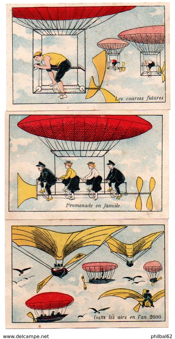 Trade Card. Chromo. Chicorée Paul Mairesse à Cambrai. Lot De 3 Chromos : Dans Les Airs En L'an 2000 .....! - Tea & Coffee Manufacturers