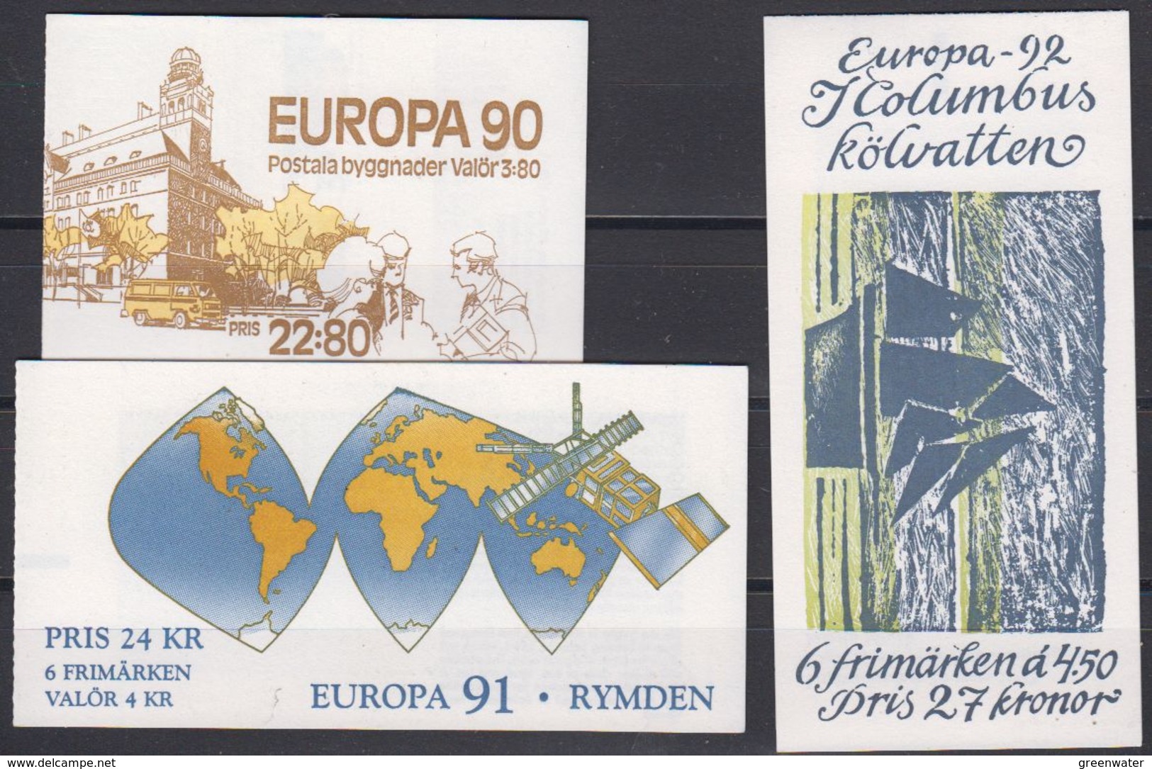 Europa Cept 1990+1991+1992 Sweden 3 Booklets ** Mnh (45318) - 1990