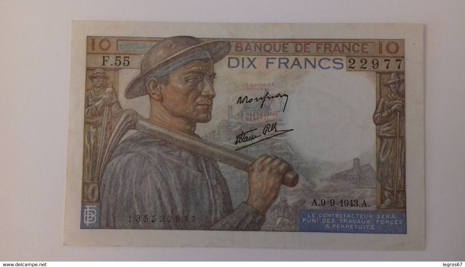 BILLET DE 10 FRANCS MINEUR - 10 F 1941-1949 ''Mineur''