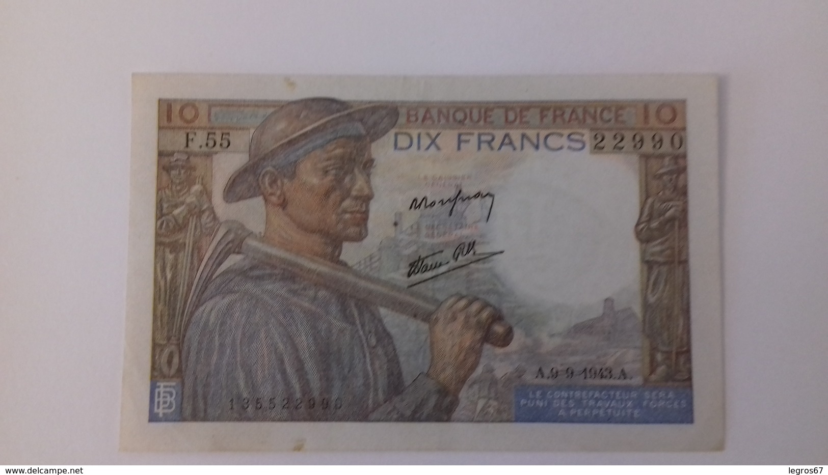 BILLET DE 10 FRANCS MINEUR - 10 F 1941-1949 ''Mineur''