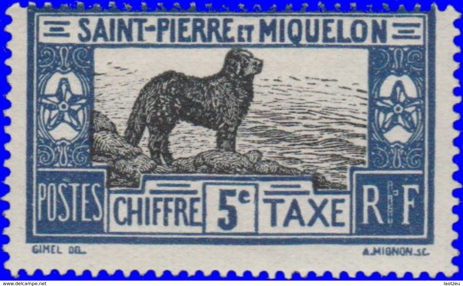 St Pierre & Miquelon Taxe 1932 ~ T 21* - Chien De Terre-Neuve - Impuestos