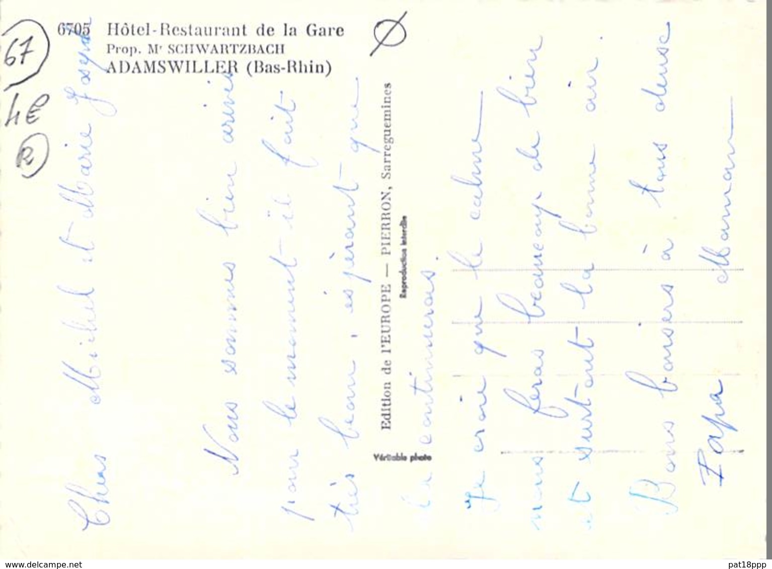 67 - ADAMSWILLER Hotel Restaurant De La GARE - CPSM Village (  380 Habitants) Dentelée N/B Grand Format - Bas Rhin - Autres & Non Classés