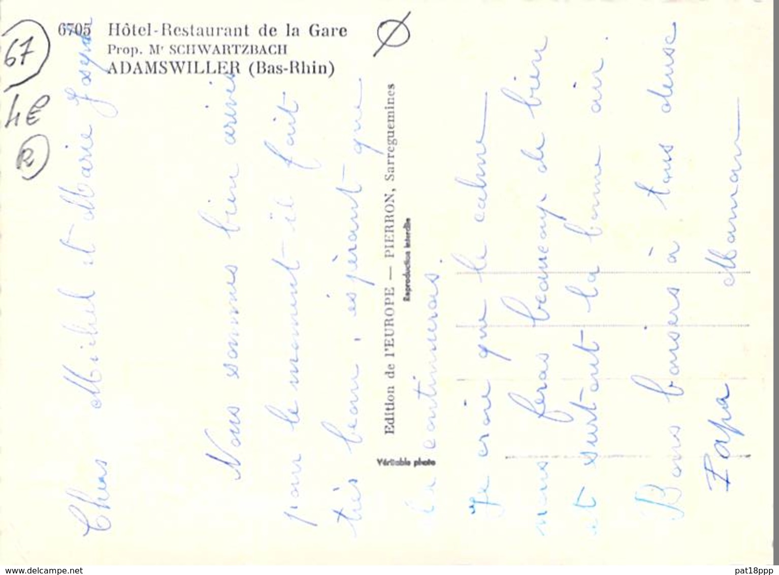 67 - ADAMSWILLER Hotel Restaurant De La GARE - CPSM Village (  380 Habitants) Dentelée N/B Grand Format - Bas Rhin - Altri & Non Classificati