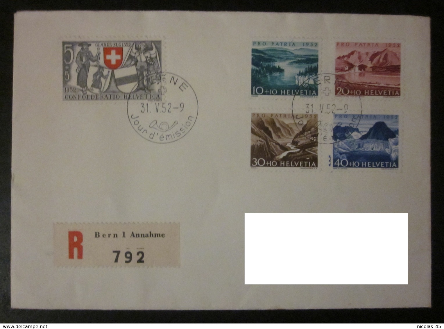 Suisse - FDC - 1952 - FDC