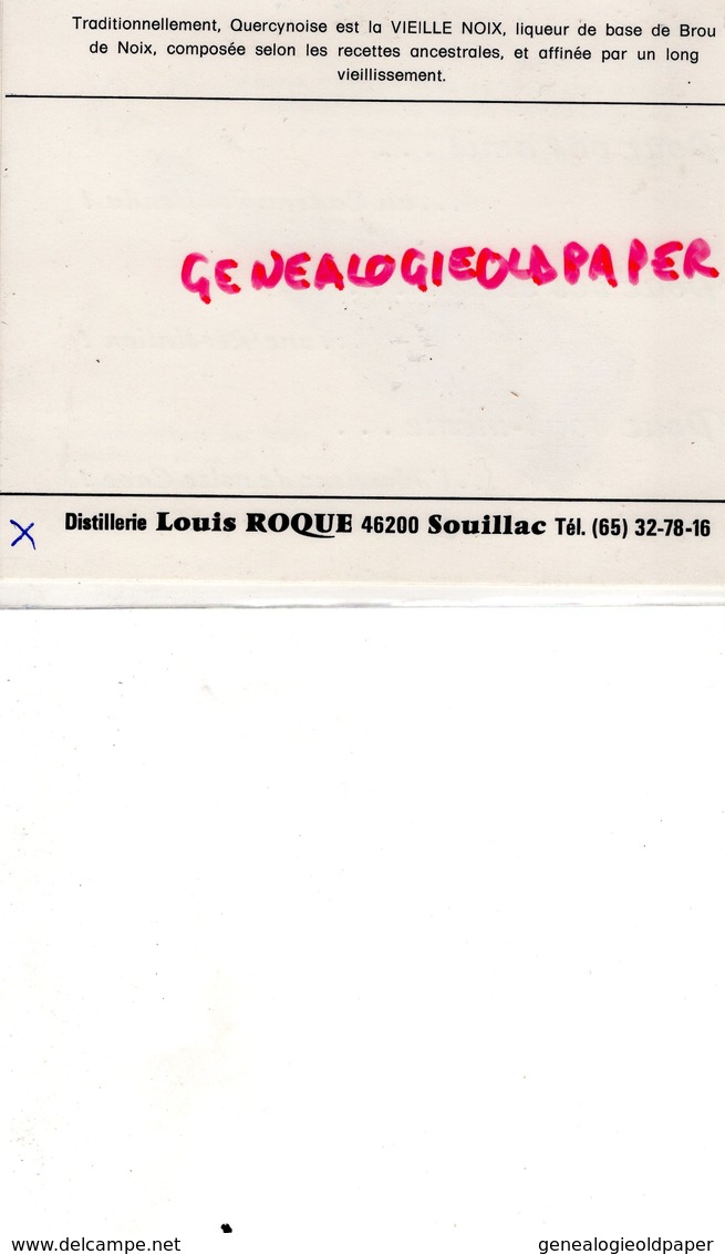 46 - SOUILLAC - RARE CARTE PUB LA VIEILLE PRUNE RESERVE MAISON LOUIS ROQUE- DISTILLERIE - Advertising