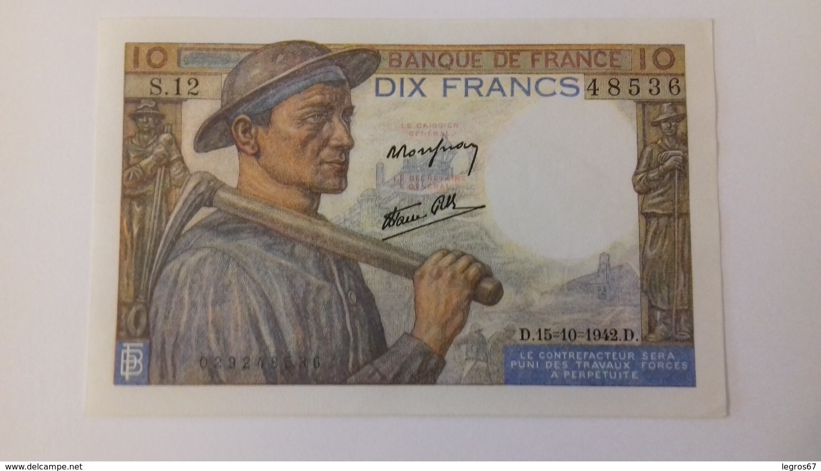 BILLET DE 10 FRANCS MINEUR - 10 F 1941-1949 ''Mineur''