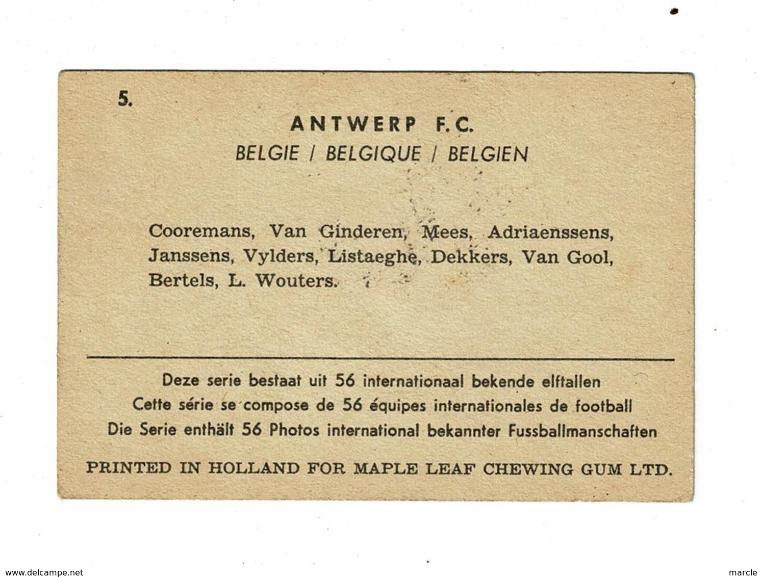 ANTWERP FC  Ploeg 1960 - Trading Cards