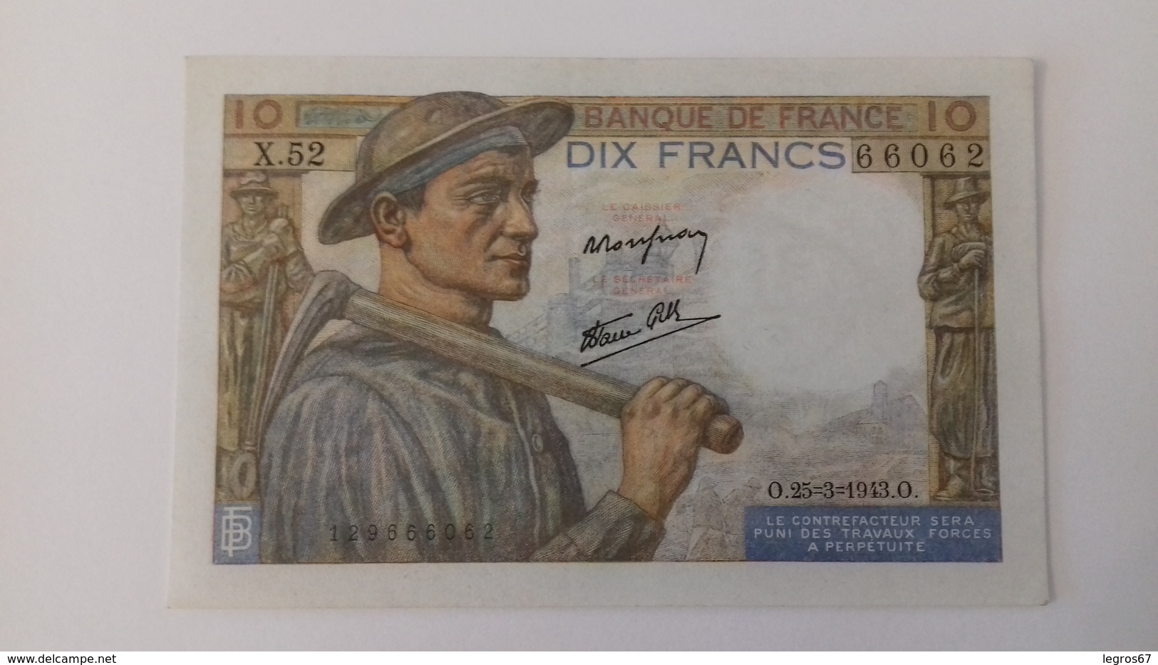 BILLET DE 10 FRANCS MINEUR - 10 F 1941-1949 ''Mineur''