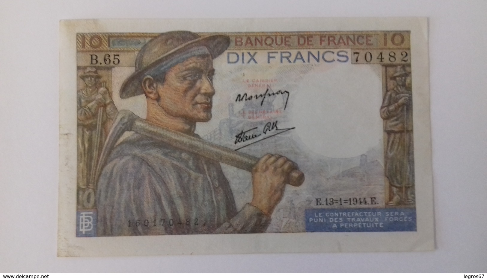 BILLET DE 10 FRANCS MINEUR - 10 F 1941-1949 ''Mineur''