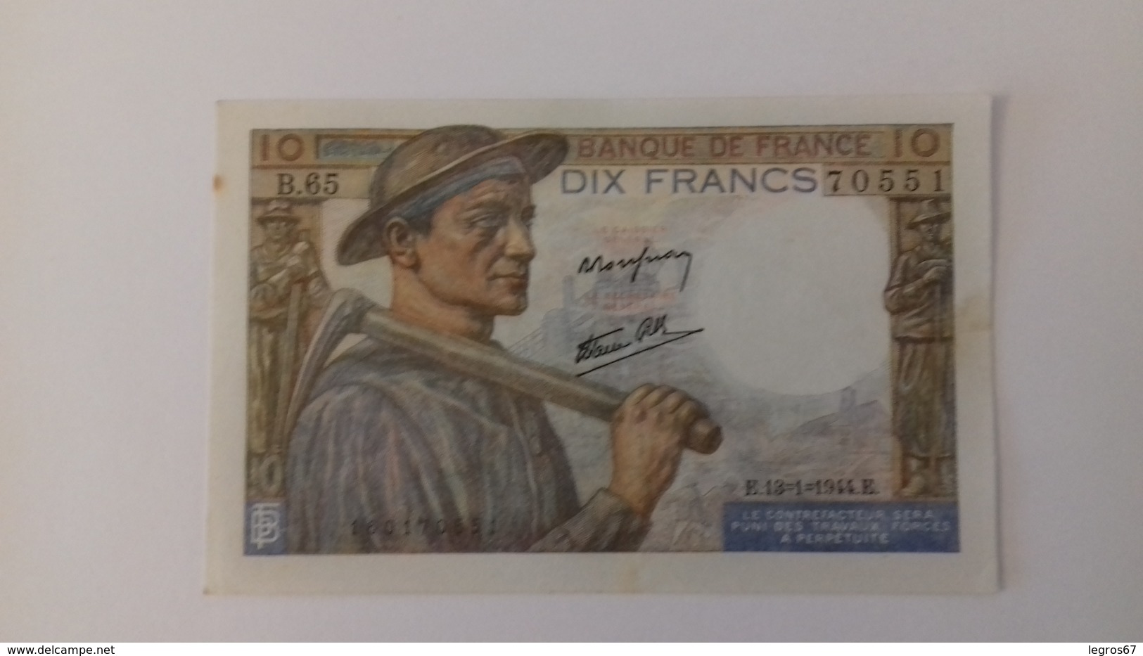 BILLET DE 10 FRANCS MINEUR - 10 F 1941-1949 ''Mineur''