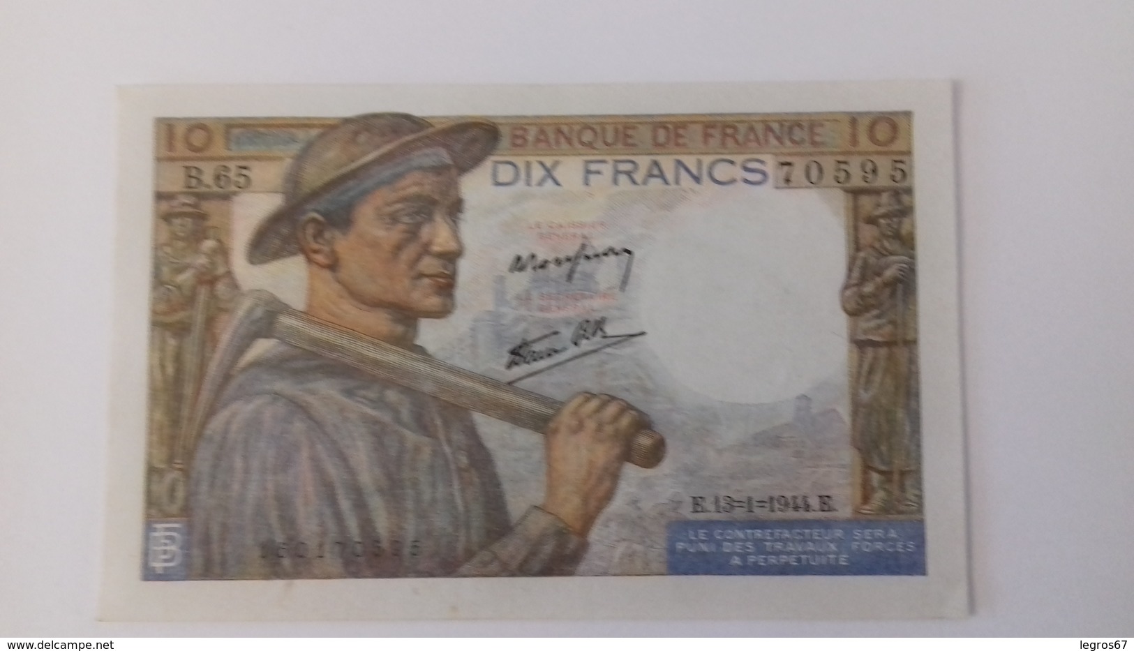 BILLET DE 10 FRANCS MINEUR - 10 F 1941-1949 ''Mineur''