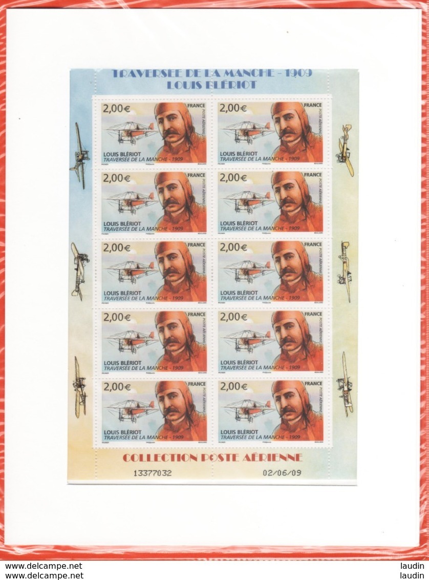 PA 72 F72a , Neuf  ** , Louis Blériot , Feuille De 10 Timbres Cadre Blanc , Port Gratuit - 1960-.... Mint/hinged