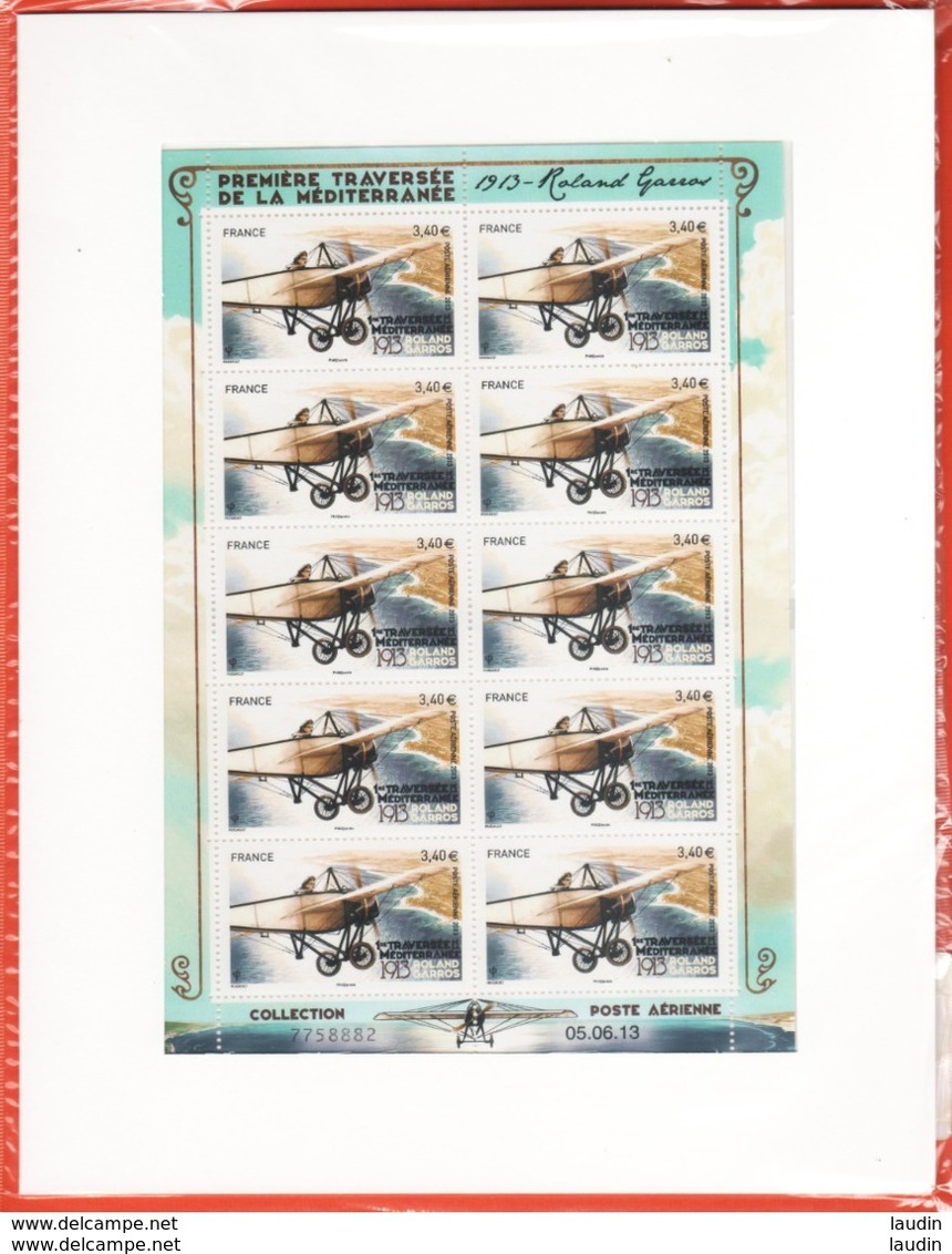 PA 77 F77c , Neuf  ** , Roland Garros , Feuille De 10 Timbres Cadre Blanc , Port Gratuit - 1960-.... Neufs