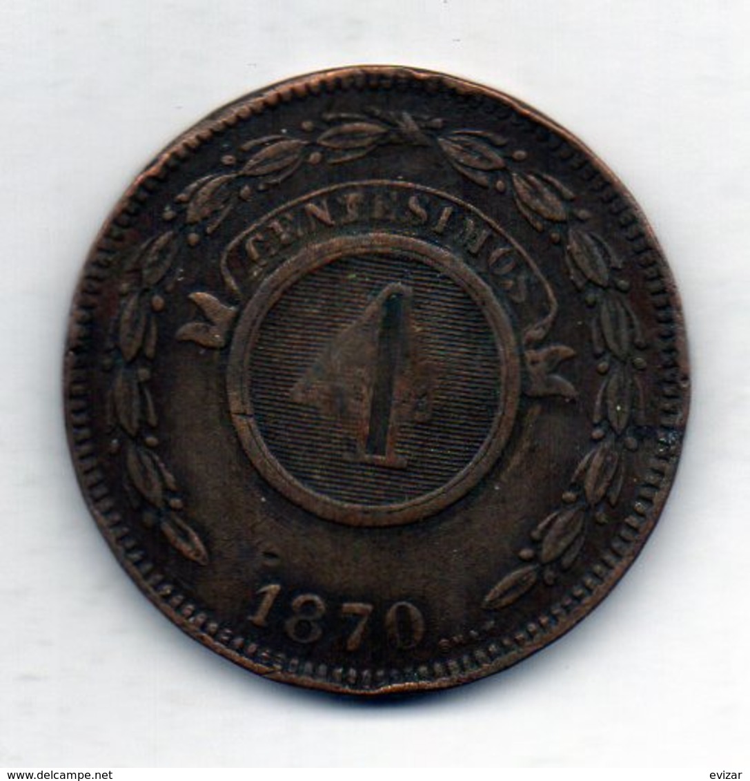 PARAGUAY, 4 Centesimos, Copper, Year 1870, KM #4.1 - Paraguay