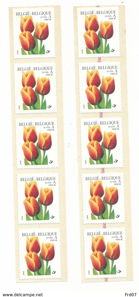 R92 Tulipe - Ligne Rouge Faible, 20 Derniers Et Rouge, 10 Dernier Timbres - Cat=€60.00 - Rollen