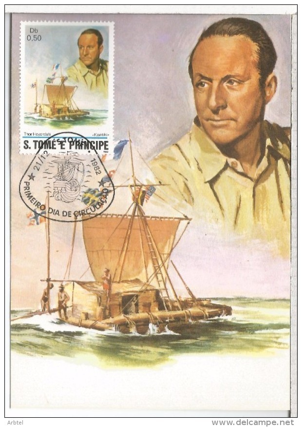 SAO TOME E PRINCIPE MAXIMA THOR HEYERDAHL KONTIKI  EXPLORADOR - Explorers