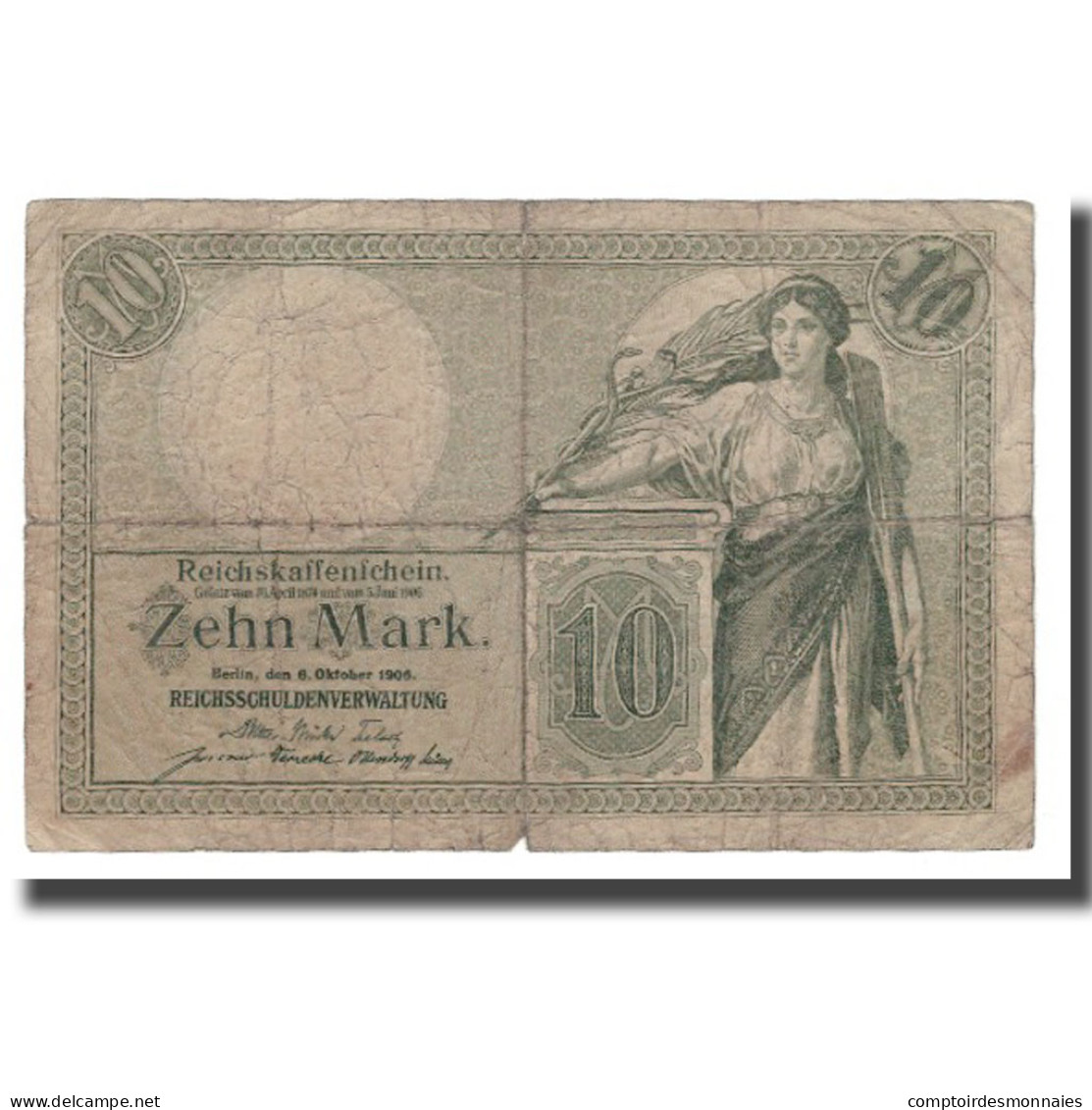 Billet, Allemagne, 10 Mark, 1906, 1906-10-06, KM:9b, B+ - 10 Mark