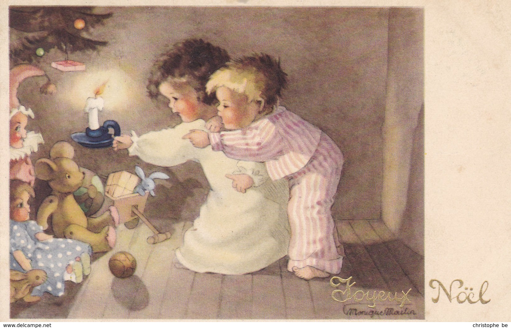 Joyeux Noël, Merry X-Mas, Vrolijk Kerstfeest, 2 Children And Toys Near Christmastree (pk65047) - Autres & Non Classés