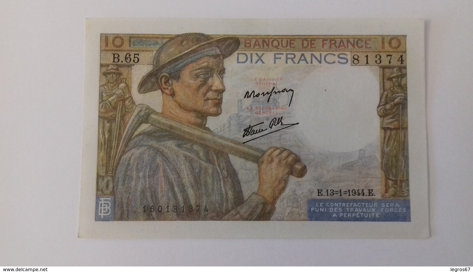 BILLET DE 10 FRANCS MINEUR - 10 F 1941-1949 ''Mineur''