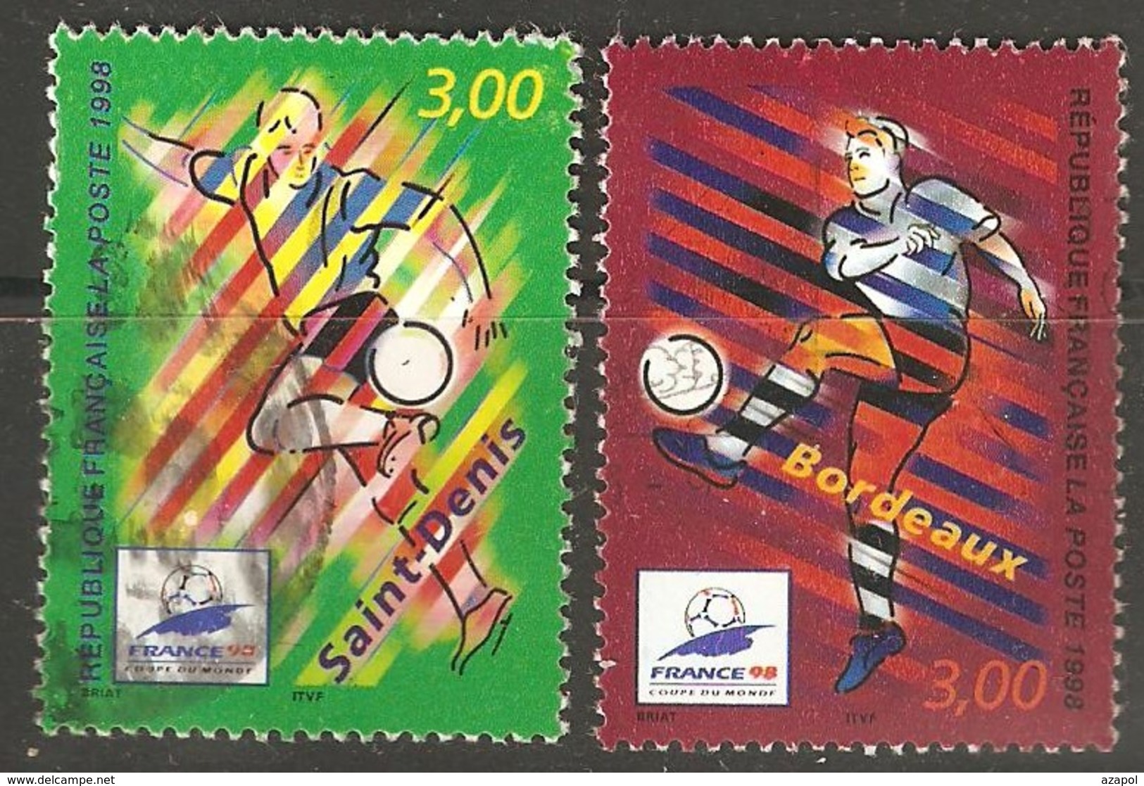 France: Full Set Of 2 Used Stamps, Football World Cup, 1997, Mi#3270-3271 - Usados