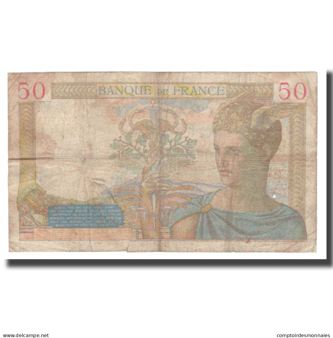 France, 50 Francs, Cérès, 1936, 1936-05-28, B+, Fayette:17.26, KM:81 - 50 F 1934-1940 ''Cérès''