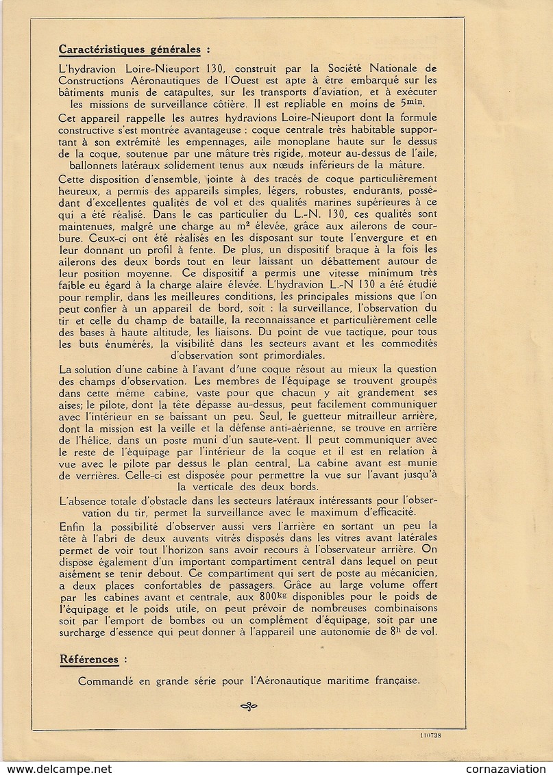 Aviation - Hydravion De Reconnaissance Loire-Nieuport 130 - Rare - Publicités