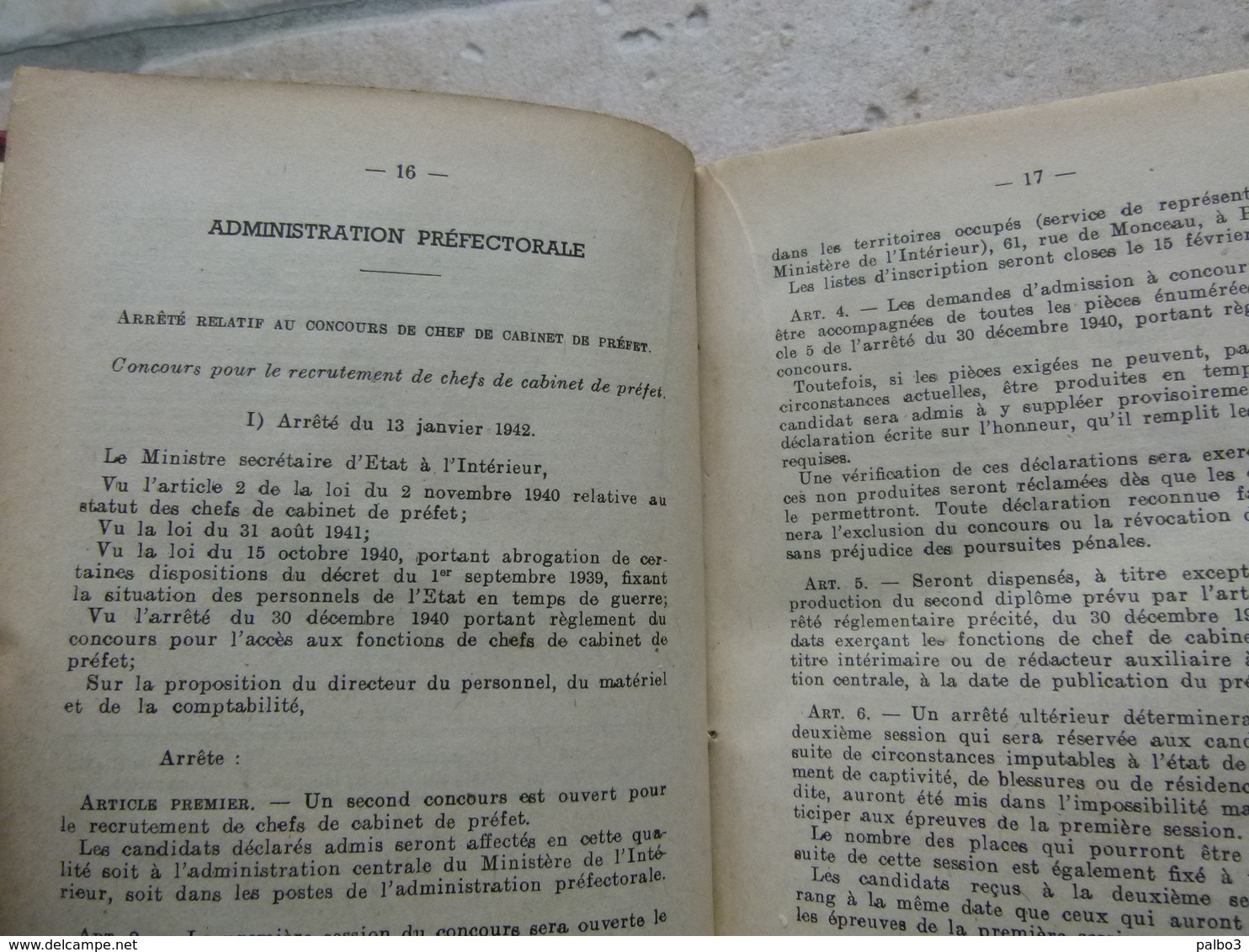 VICHY 1942 bulletin officiel du Ministere de L'Interieur