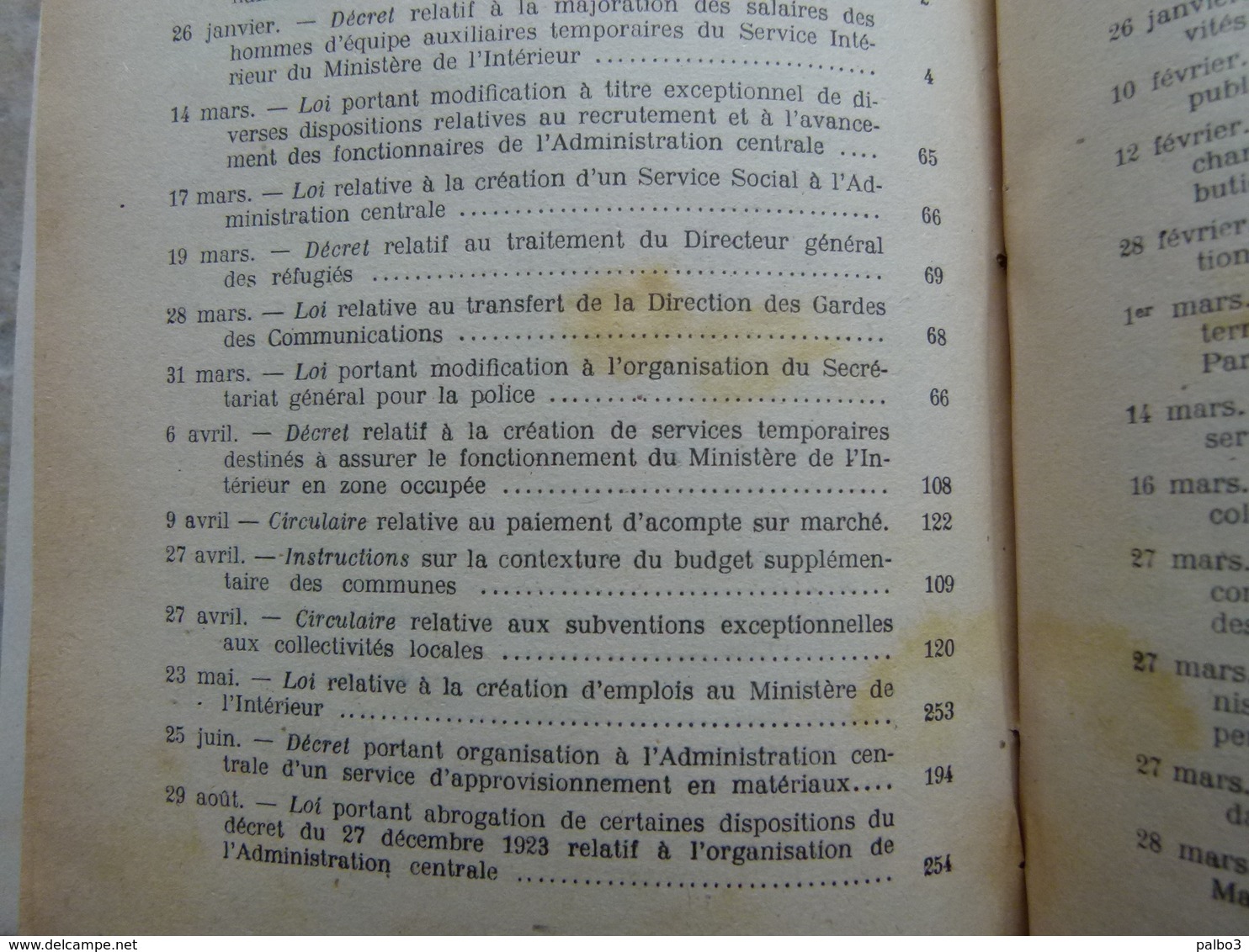 VICHY 1942 bulletin officiel du Ministere de L'Interieur