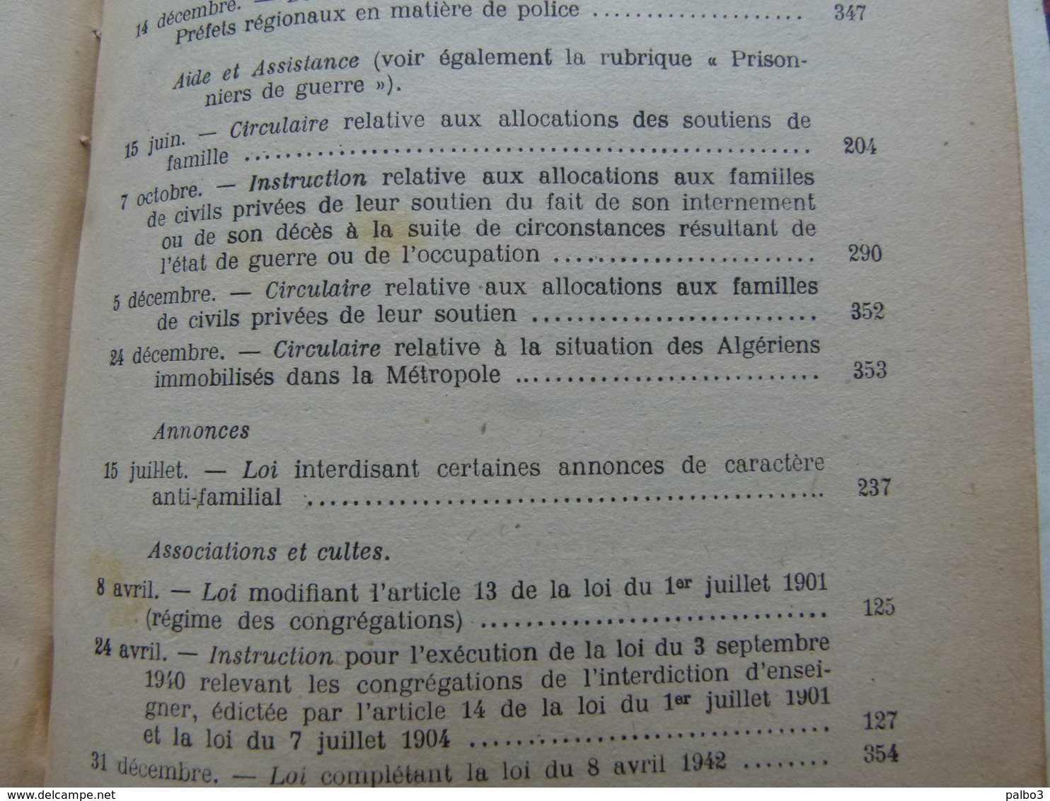 VICHY 1942 bulletin officiel du Ministere de L'Interieur