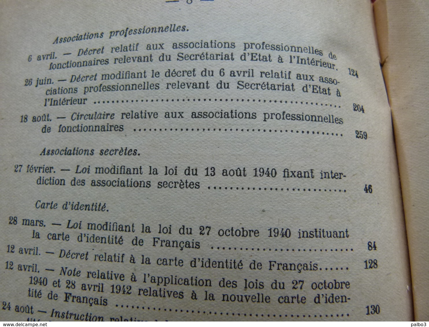 VICHY 1942 bulletin officiel du Ministere de L'Interieur