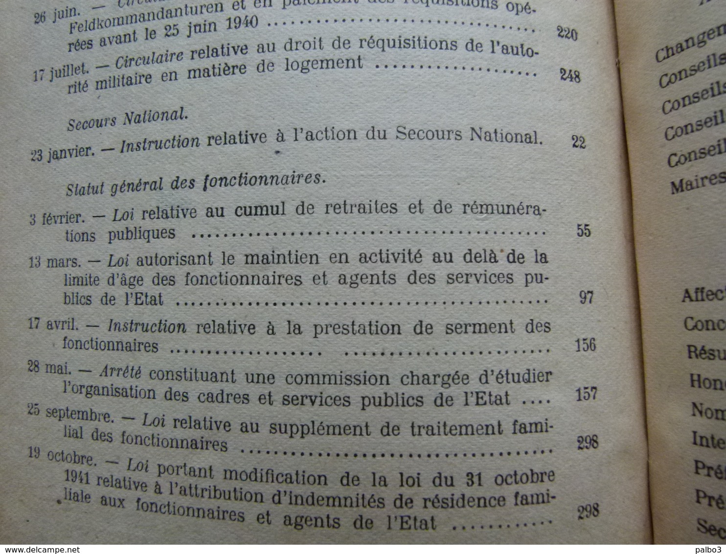 VICHY 1942 bulletin officiel du Ministere de L'Interieur