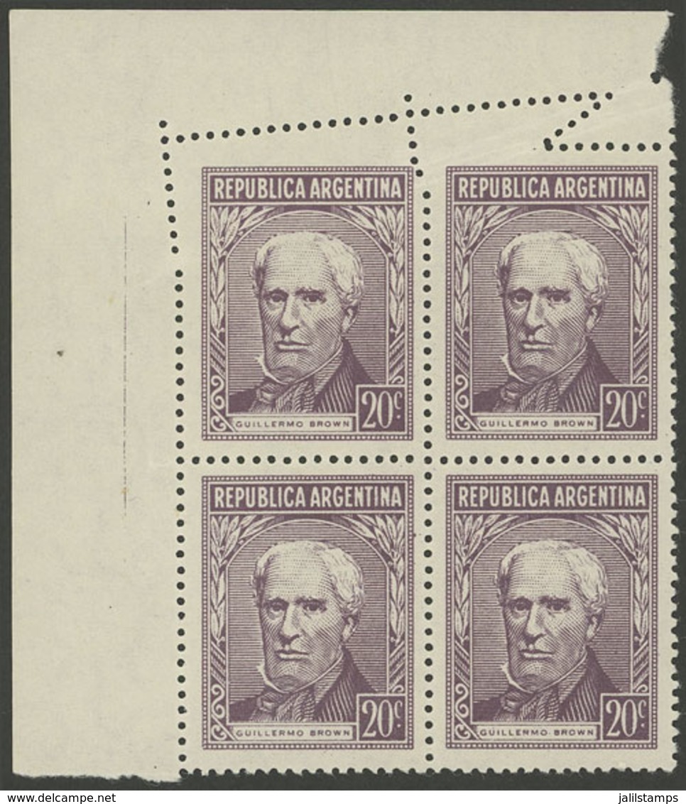 ARGENTINA: GJ.1037, Block Of 4 With Notable Perforation Variety At Top, Fantastic! - Nuovi