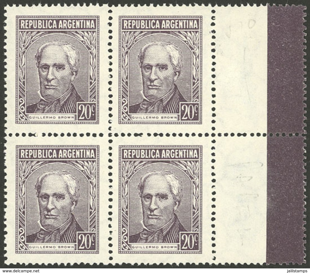 ARGENTINA: GJ.1038CD, Block Of 4 With RIGHT LABELS, VF! - Nuevos