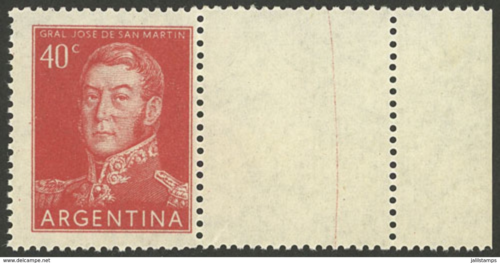 ARGENTINA: GJ.1041CD, 40c. San Martín WITH RIGHT LABEL, VF Quality! - Unused Stamps