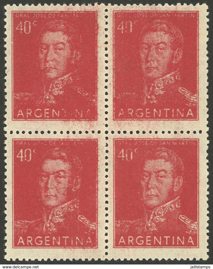 ARGENTINA: GJ.1041, Block Of 4 With Very Inky Impression, Illegible In Several Areas, Fantastic! - Nuevos