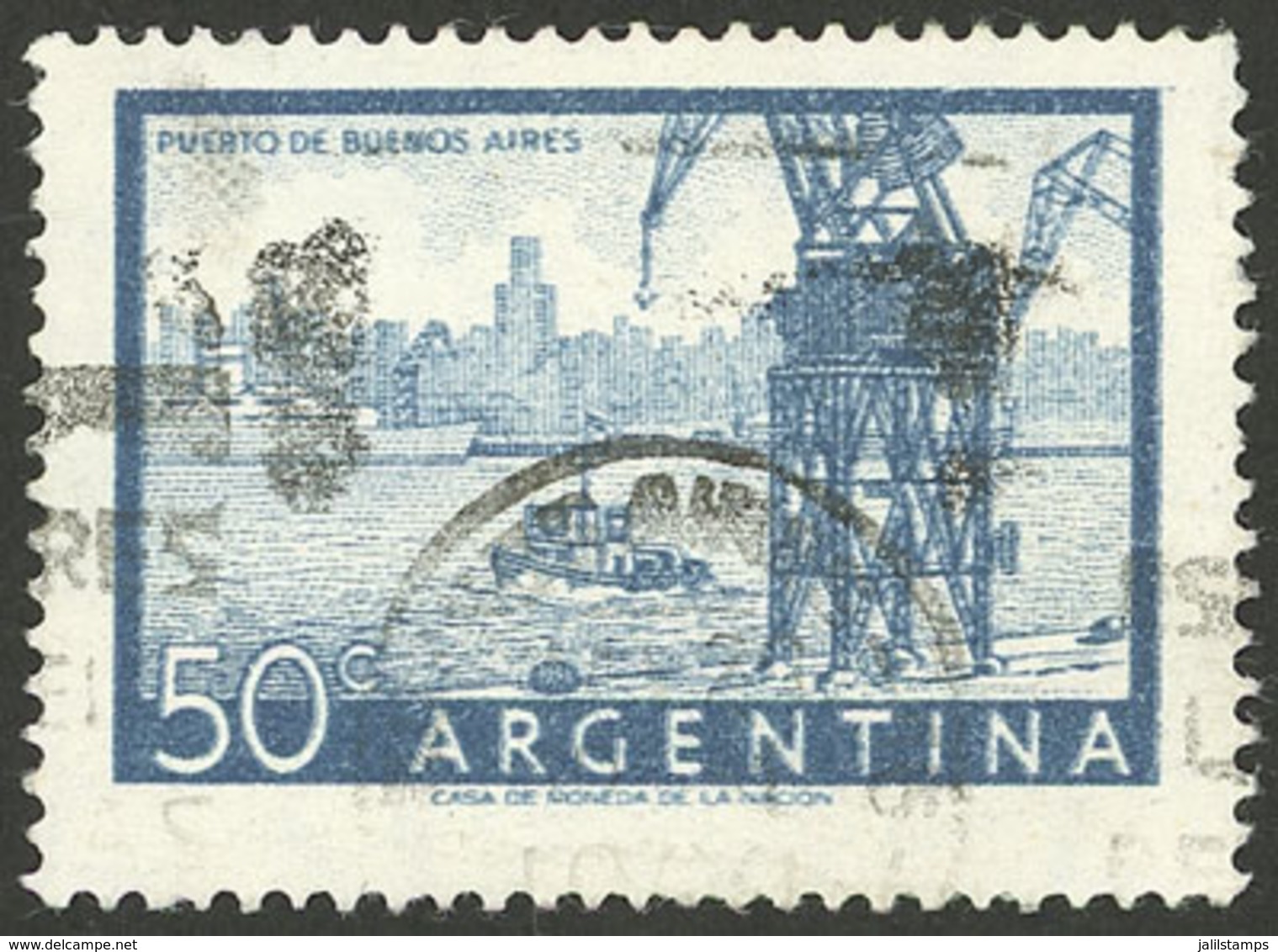 ARGENTINA: GJ.1043a, 50c. Port Of Buenos Aires (small Size), With DOUBLE IMPRESSION Variety, VF Quality! - Unused Stamps