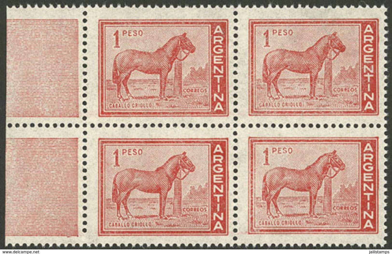 ARGENTINA: GJ.1127a, Block Of 4 With INVISIBLE WATERMARK Variety, VF Quality! - Ungebraucht