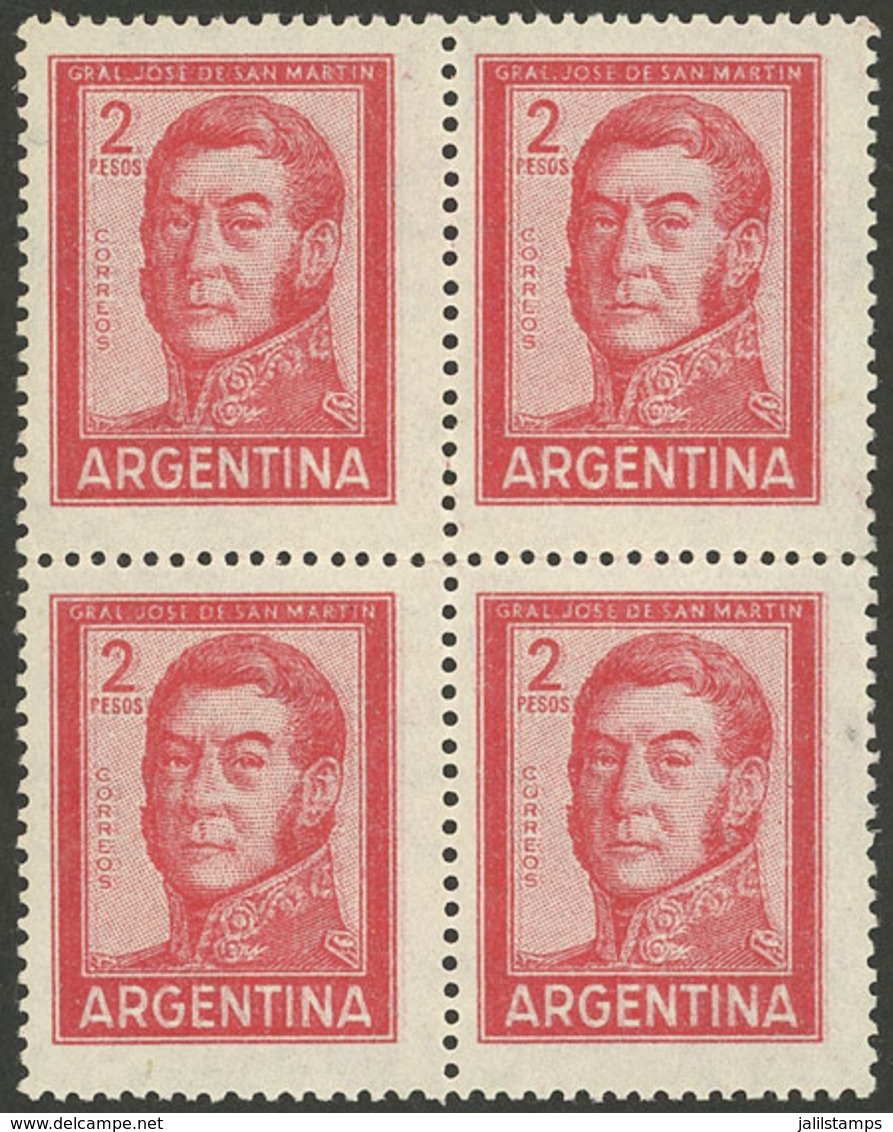 ARGENTINA: GJ.1131a, Block Of 4 With Complete DOUBLE IMPRESSION, VF Quality, Scarce! - Ungebraucht