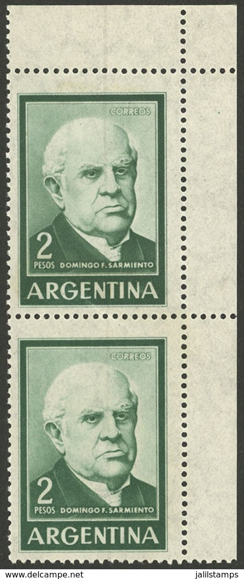 ARGENTINA: GJ.1135, Corner Pair, Both With Vertical LINE WATERMARK (variety Not Yet Catalogued), VF! - Neufs