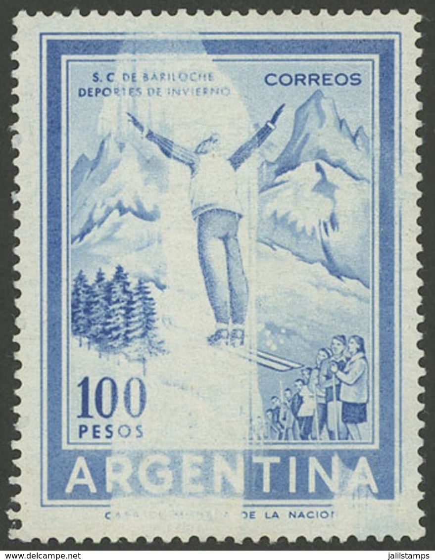 ARGENTINA: GJ.1148B, 100P. Skier With "large White Area" In The Center, VF!" - Neufs