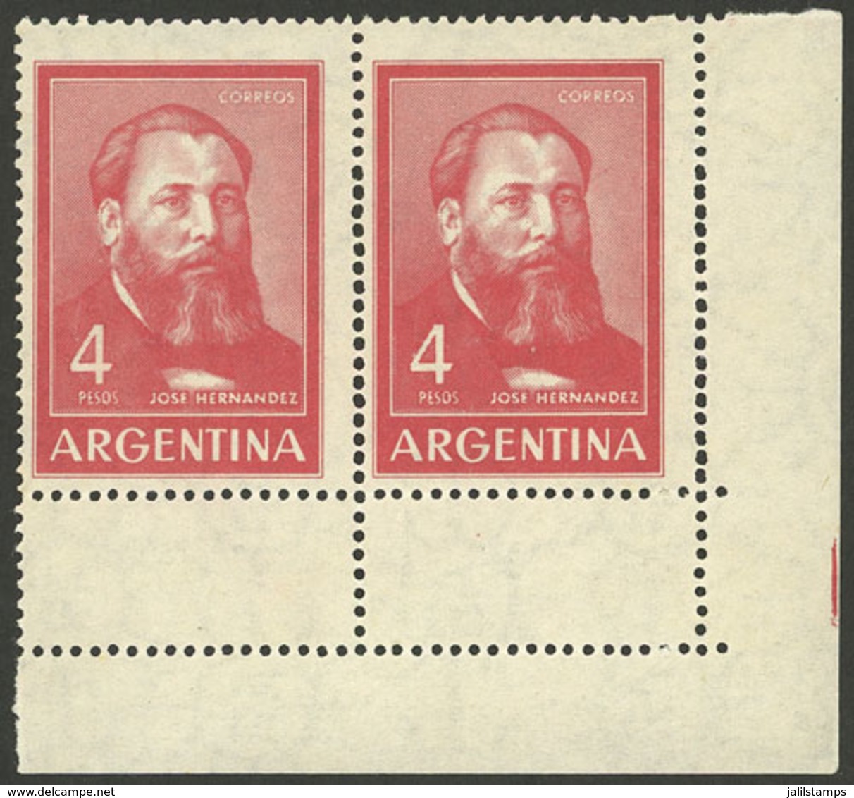 ARGENTINA: GJ.1302, Corner Pair With DOUBLE PERFORATION Below That Produces 2 Small Labels, VF Quality! - Unused Stamps