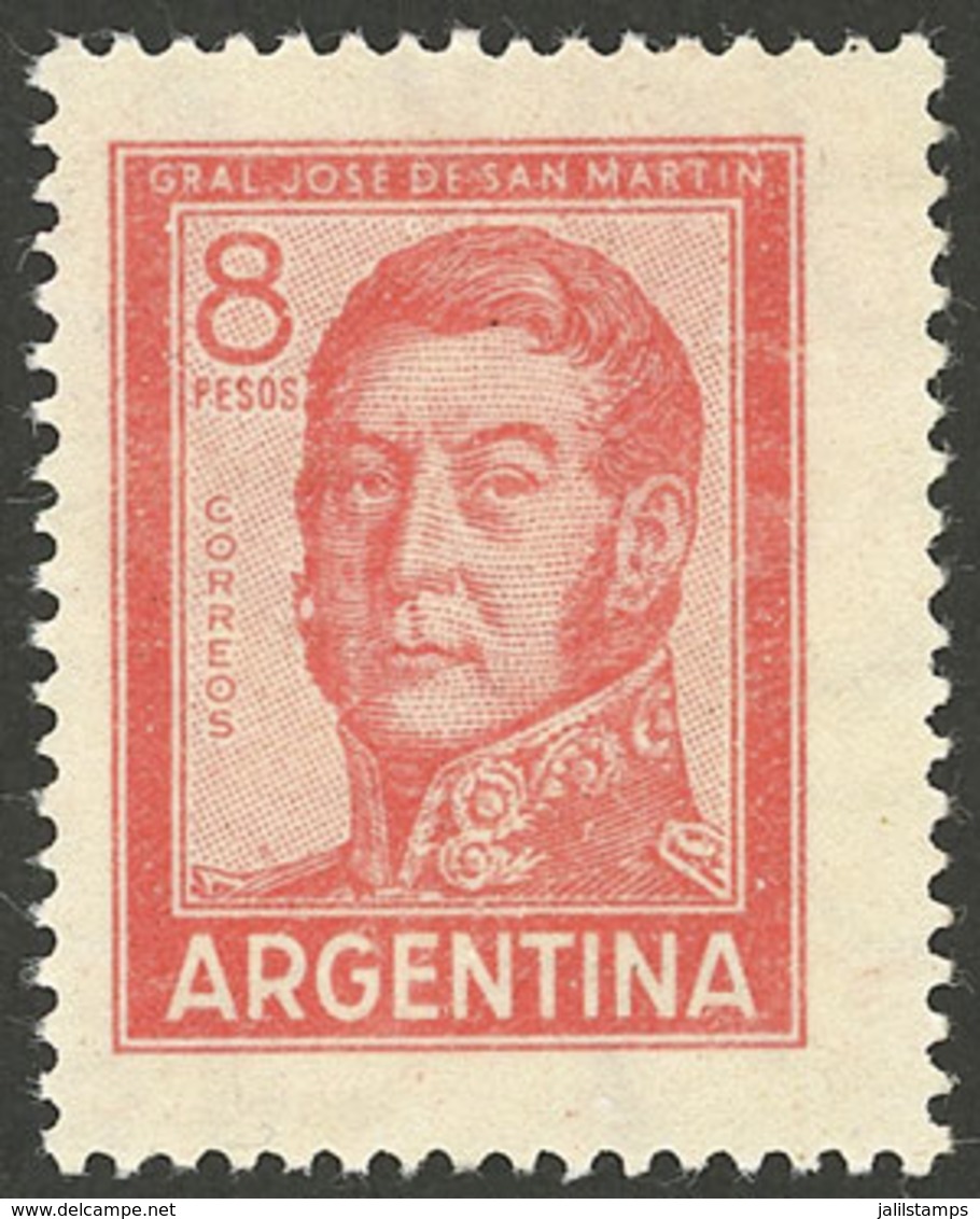 ARGENTINA: GJ.1306ASG, 8P. San Martin With Variety PRINTED ON GUM, Excellent Quality, Very Rare! - Neufs