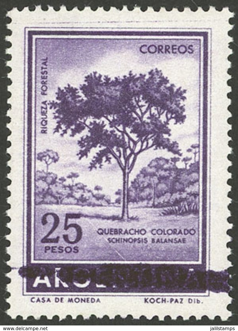ARGENTINA: GJ.1312, 25P. Quebracho Tree In Photogravure, With Large Ink Spot Across "ARGENTINA", VF!" - Unused Stamps