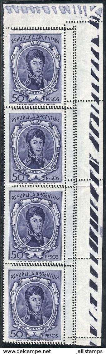 ARGENTINA: GJ.1317, Corner Strip Of 4 With Spectacular TRIPLE PERFORATION Variety, Excellent! - Neufs